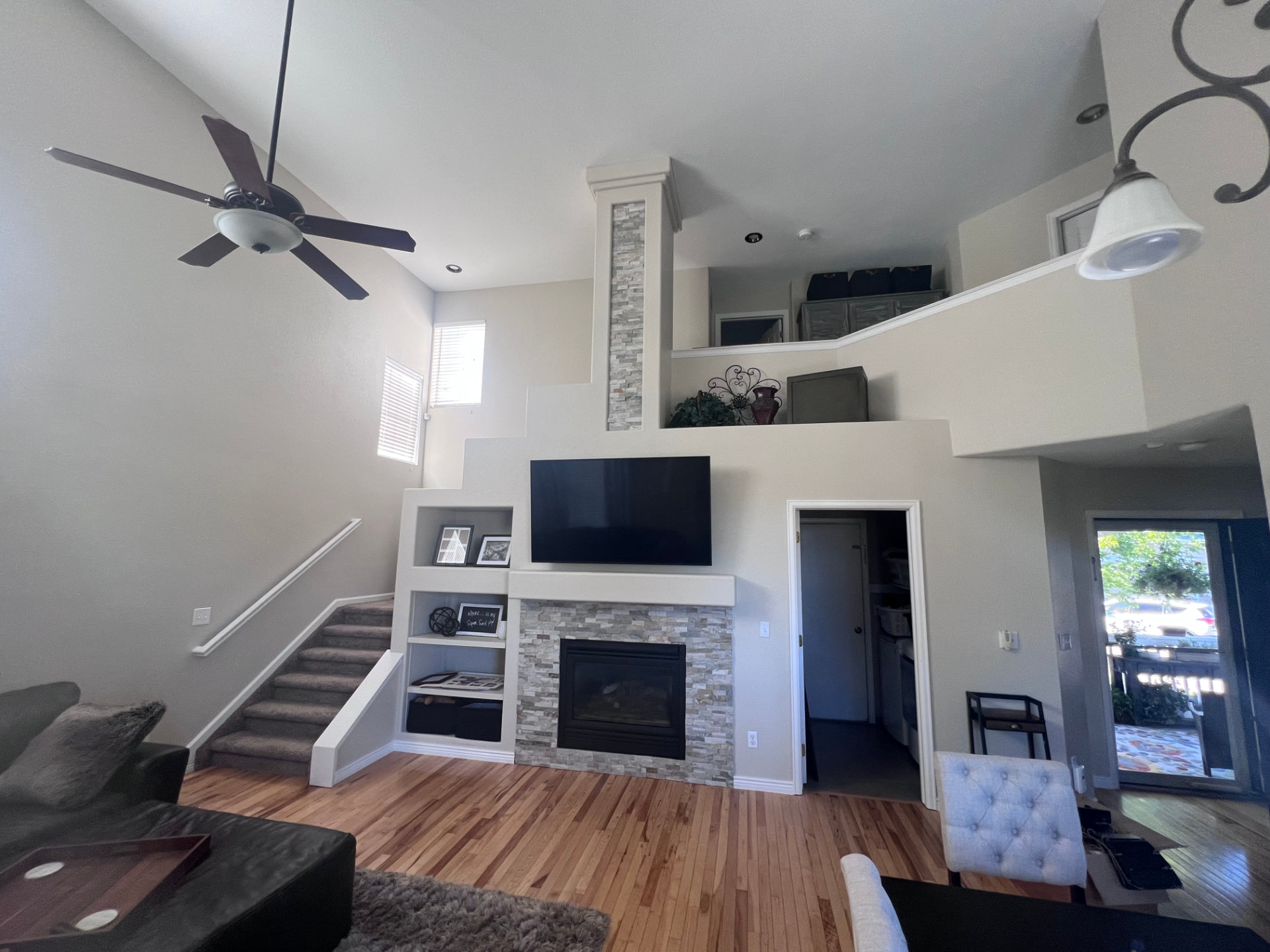 Vaulted ceiling finished smooth and repainted